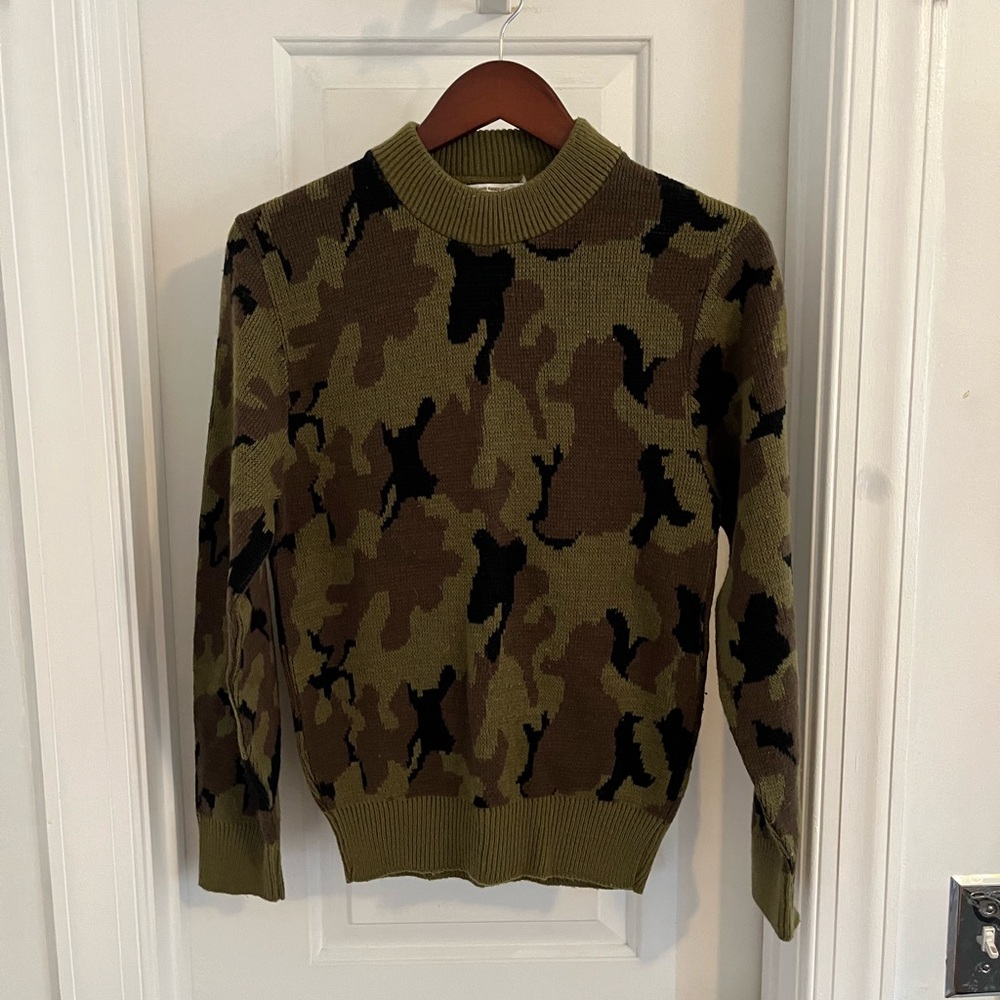 Vintage Green Mountain Threadworks Camo Knit Sweater